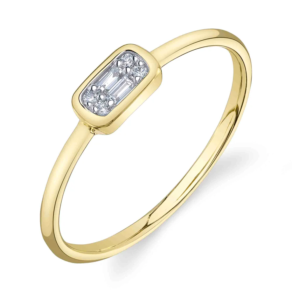 14K Yellow Gold Baguette Diamond Cluster Ring