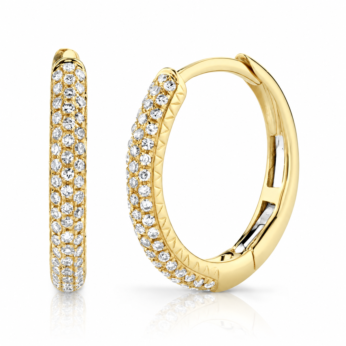 14K Yellow Gold Pavé Hoop Earring