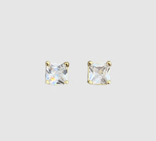Load image into Gallery viewer, 14Kt Yellow Gold Cubic Zirconia Square Studs
