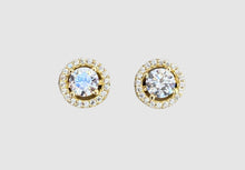 Load image into Gallery viewer, 14Kt Yellow Gold Cubic Zirconia Stud Earrings
