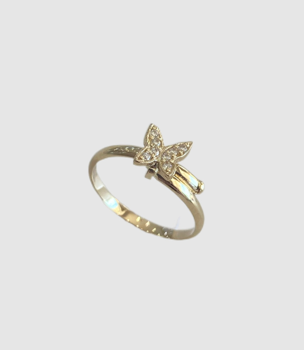 14Kt Yellow Gold Baby's Cubic Zirconia Adorned Butterfly Ring