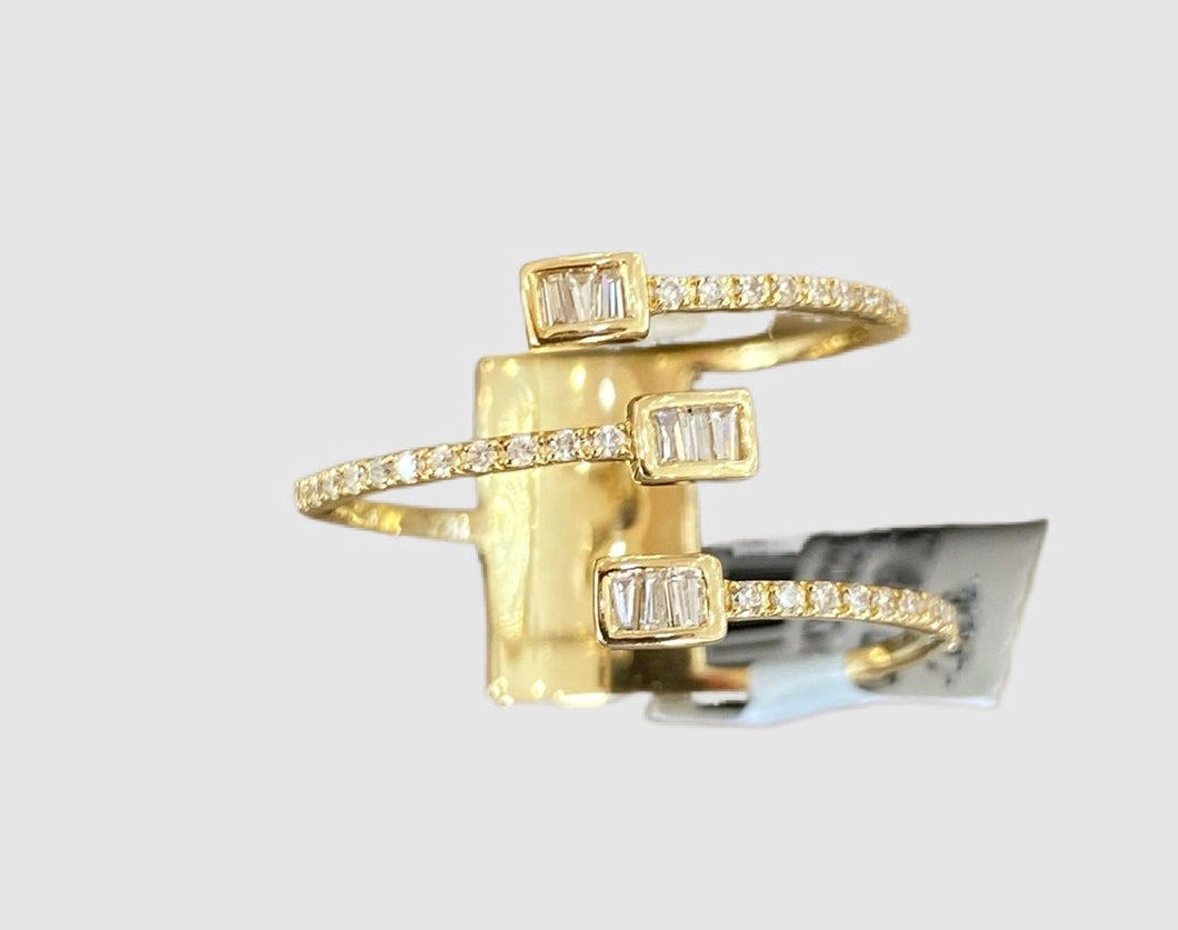 14Kt White & Yellow Gold Diamond Alternating Ring