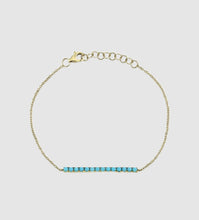 Load image into Gallery viewer, 14Kt Yellow Gold Genuine Turquoise Bar Bracelet
