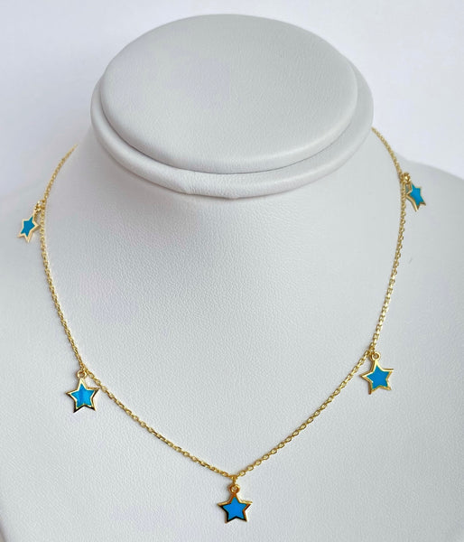 14Kt Yellow Gold Necklace With Star Charms
