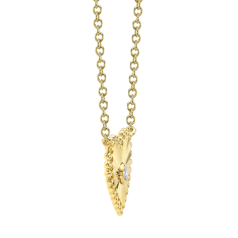 0.02CT Diamond Ribbed Bezel Heart Necklace