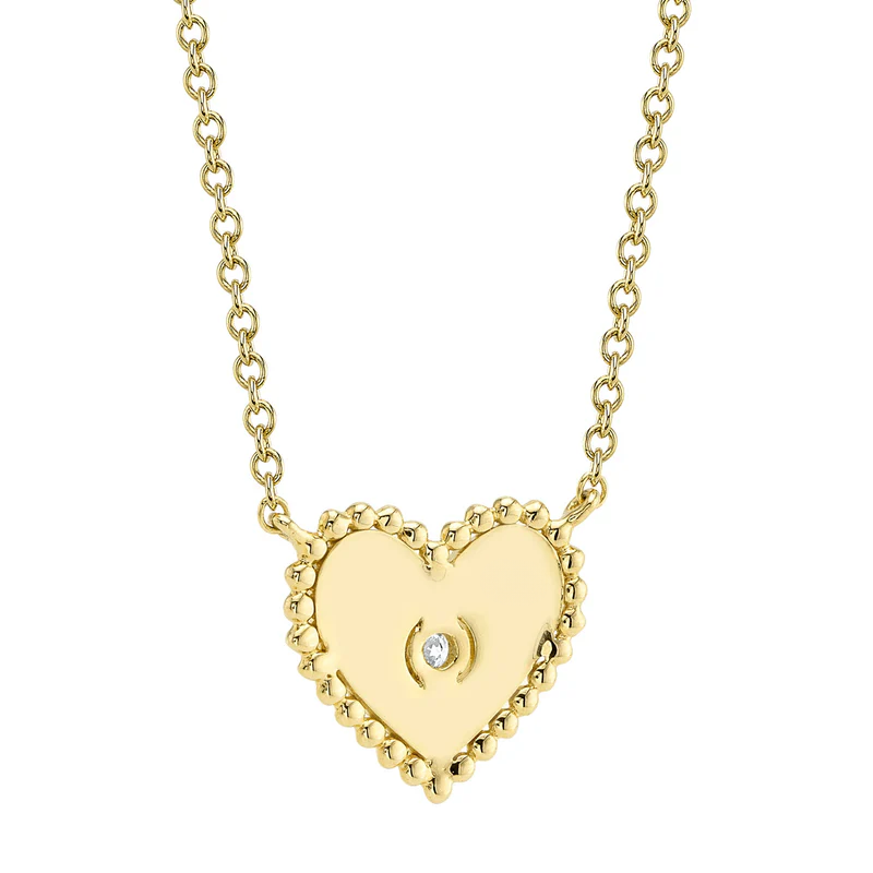 0.02CT Diamond Ribbed Bezel Heart Necklace