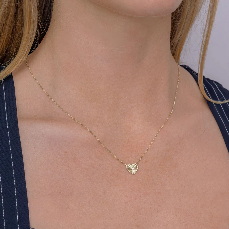 Ribbed Heart Pendant