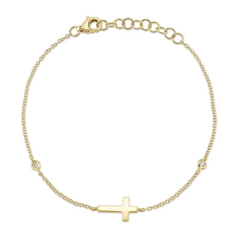 0.03CT Diamond Bezel Cross Bracelet