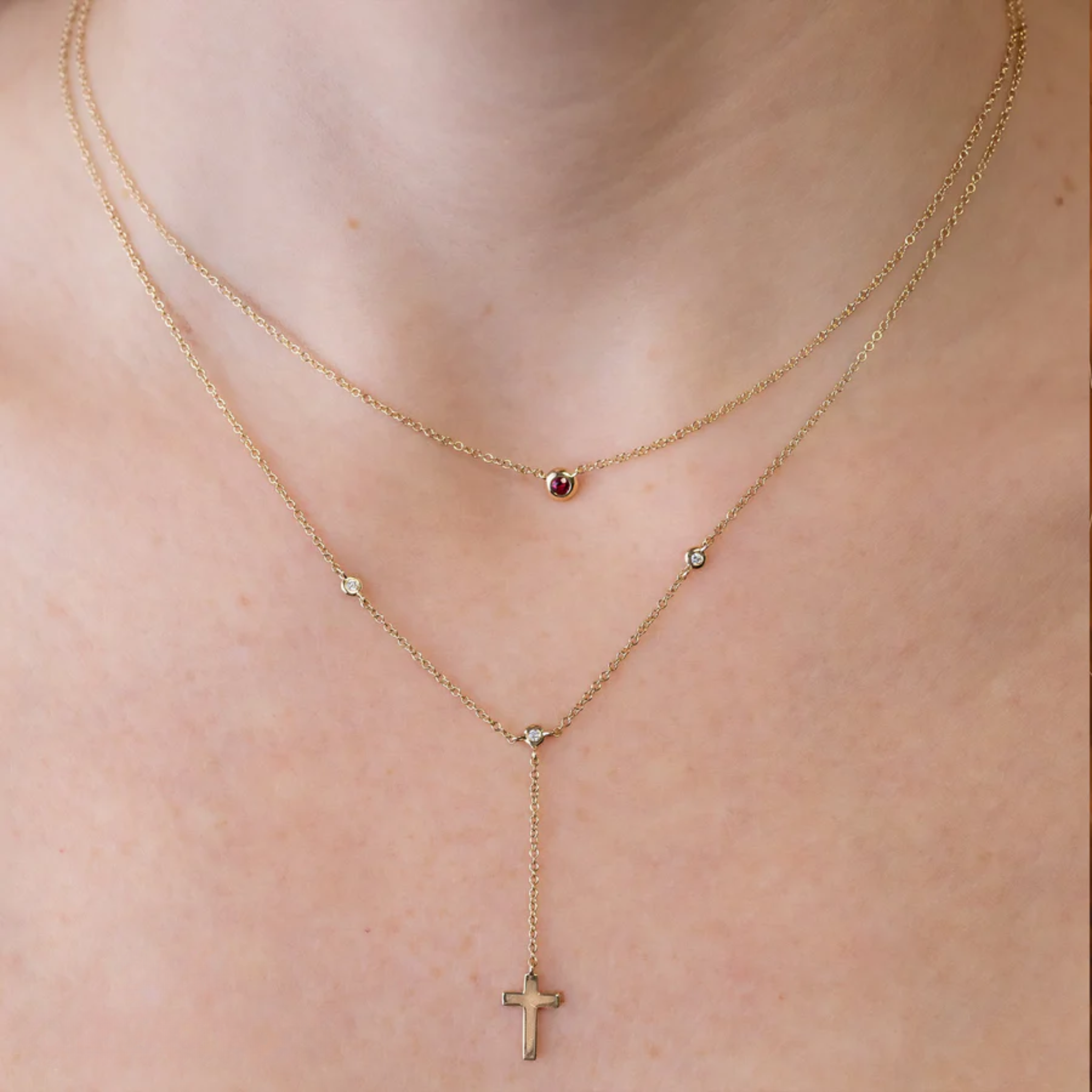 Ruby Bezel Necklace