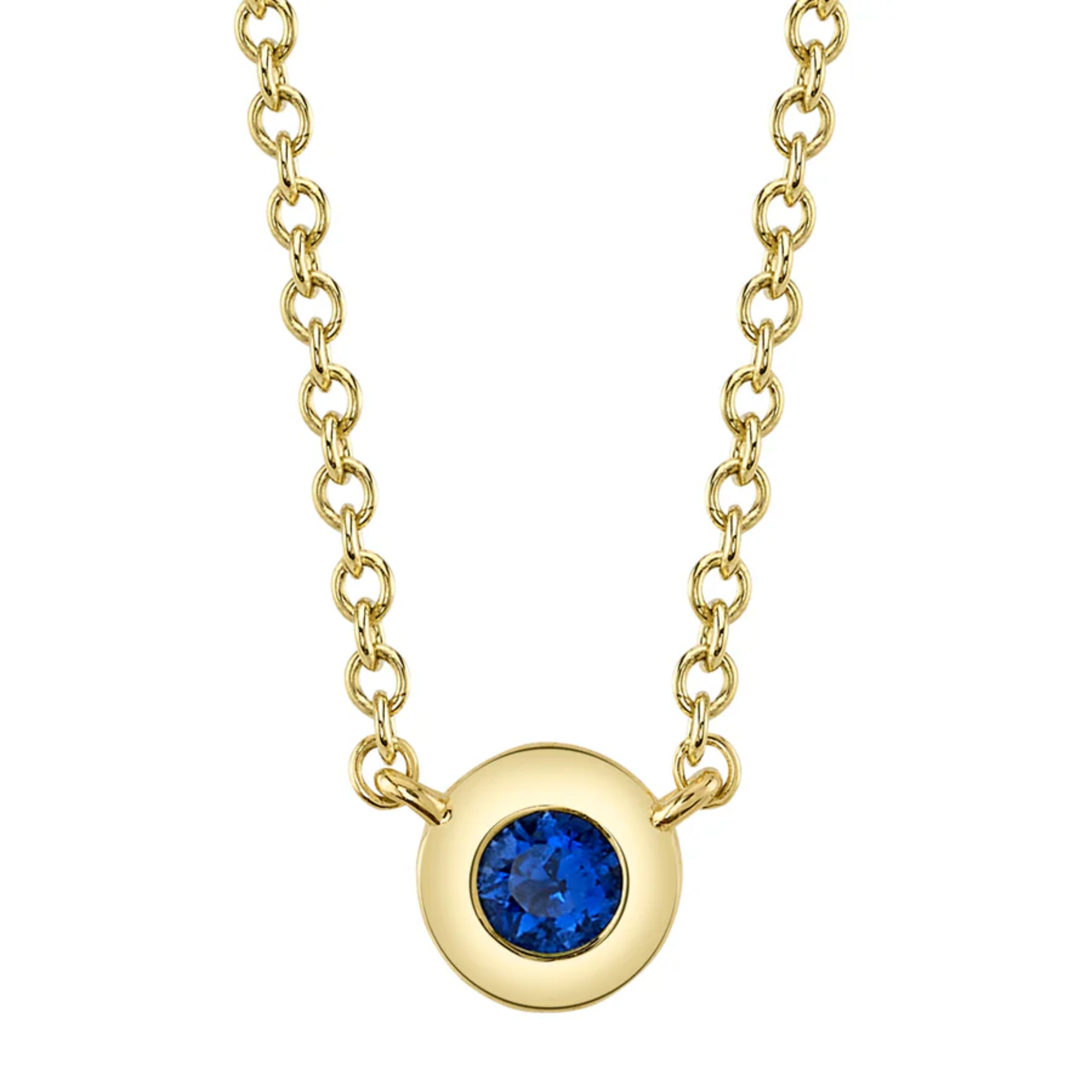 Blue Sapphire Bezel Necklace