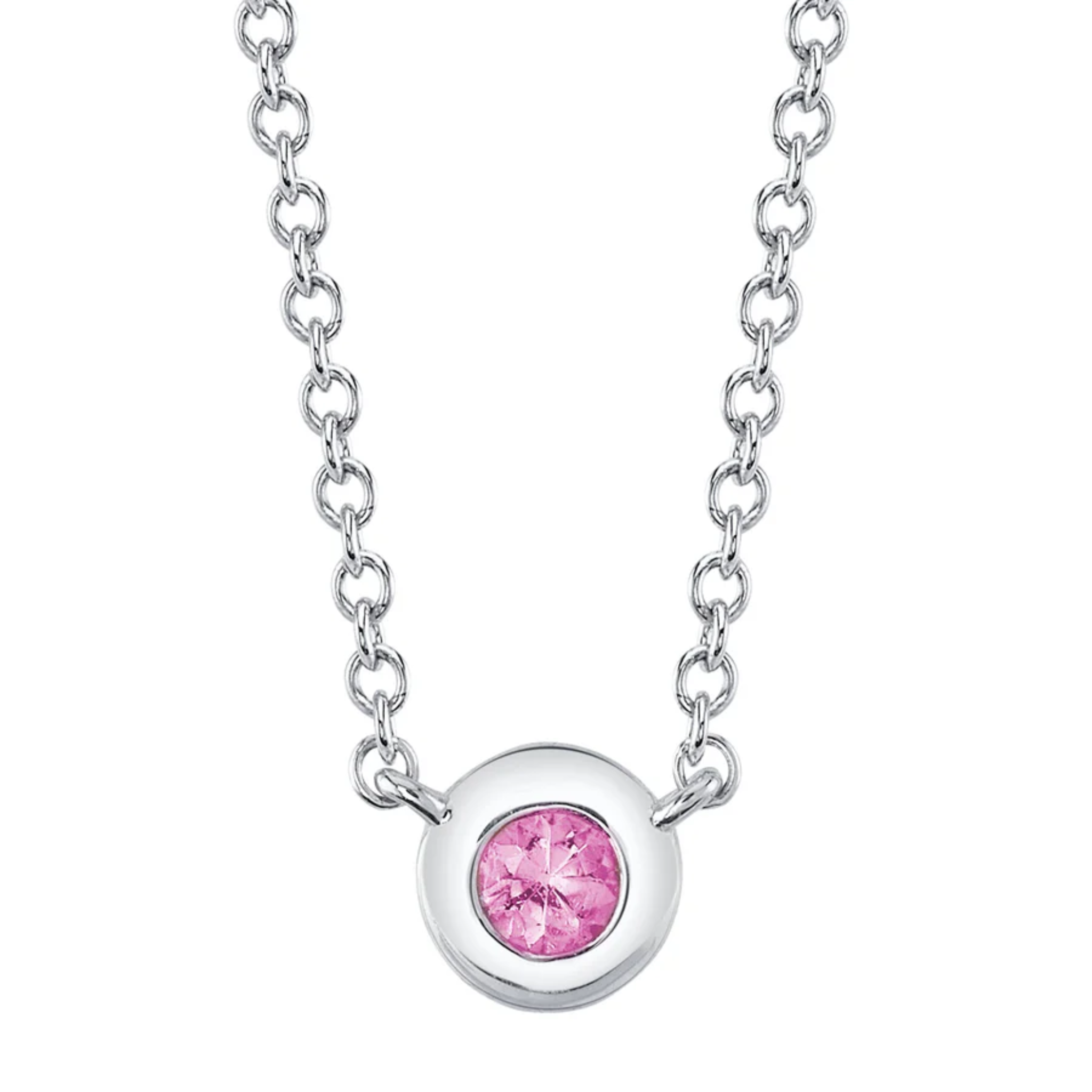 Pink Sapphire Bezel Necklace