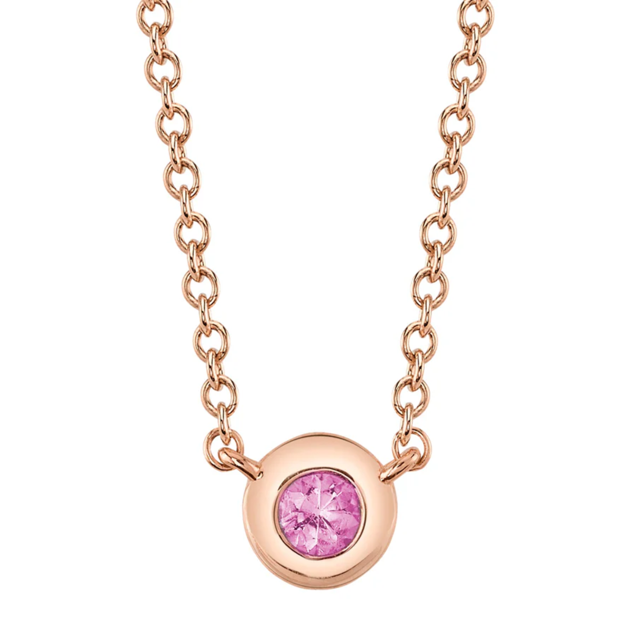 Pink Sapphire Bezel Necklace