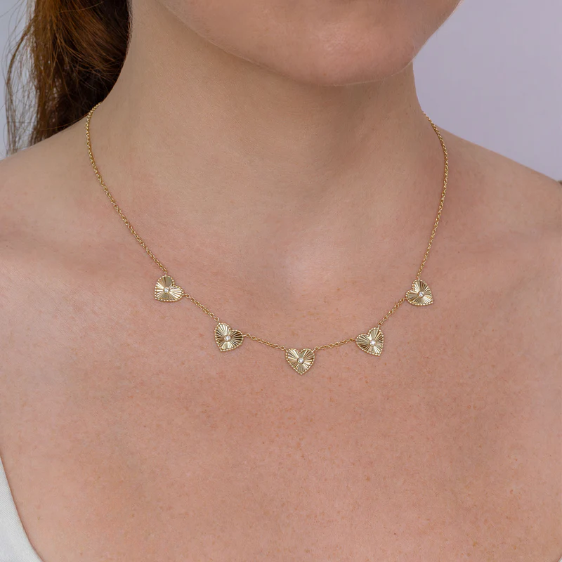 Ribbed Heart Necklace