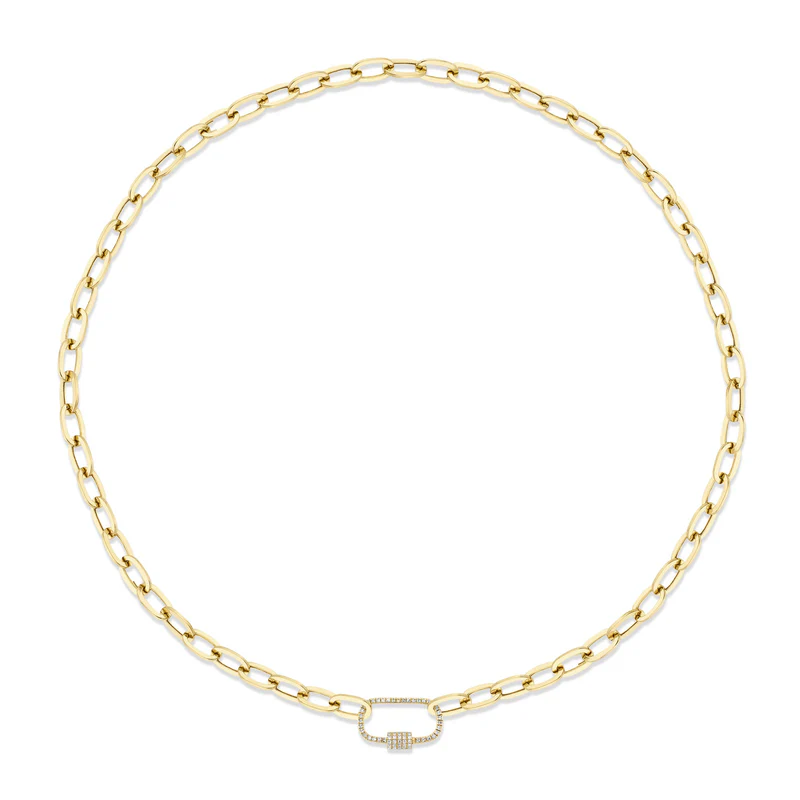 Diamond Lock Paperclip Necklace