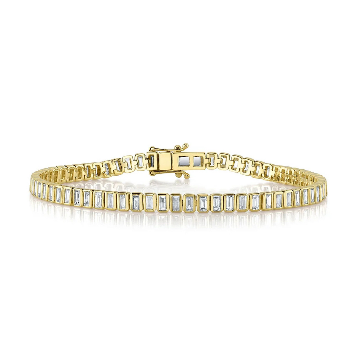 14K Yellow Gold Baguette Bezel Tennis Bracelet