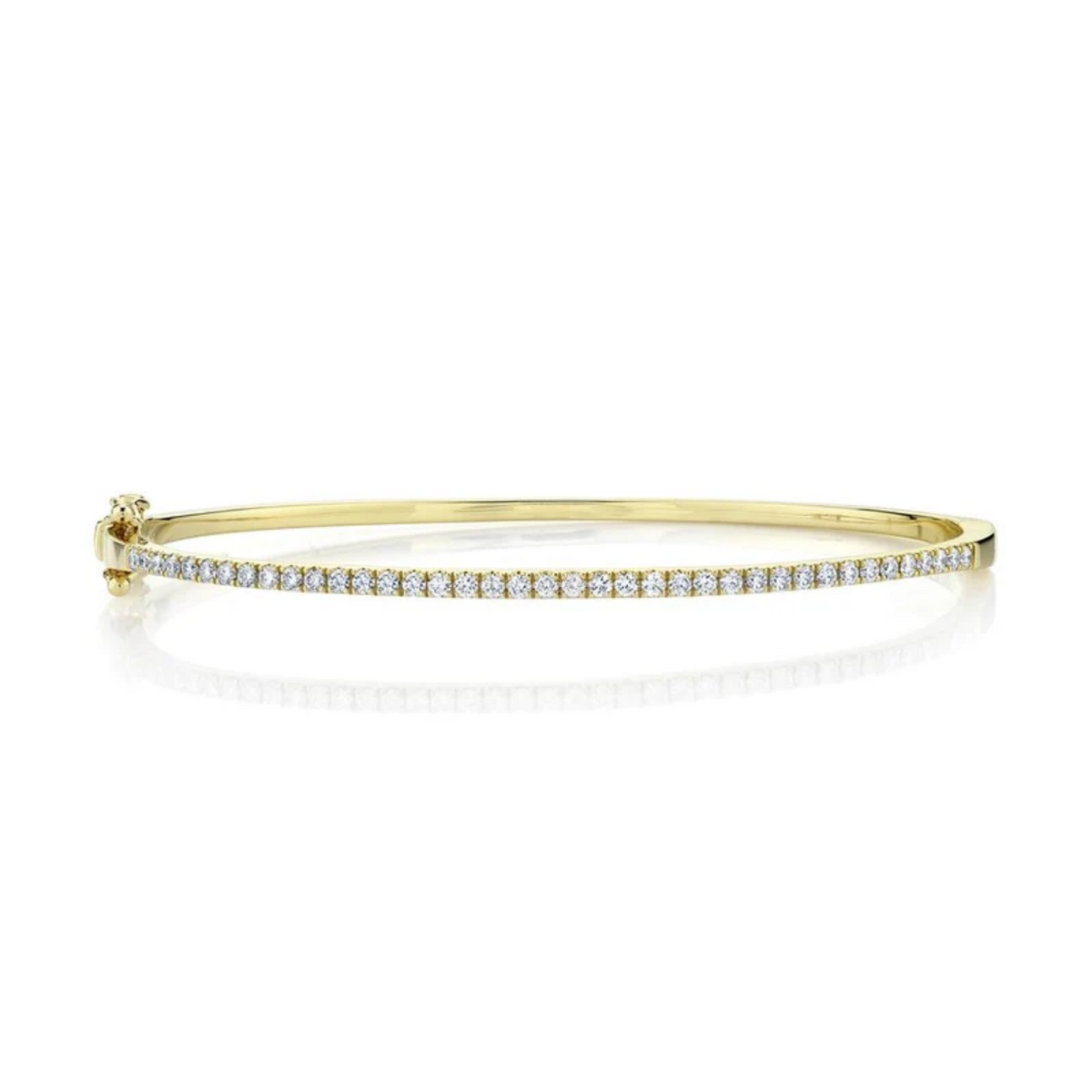 14K Yellow Gold Diamond Tennis Bangle Bracelet