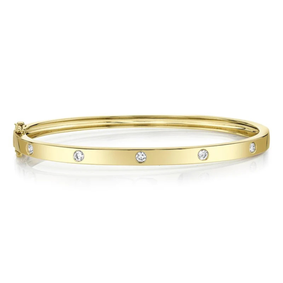 14K Yellow Gold Flush Set Diamond Bangle Bracelet