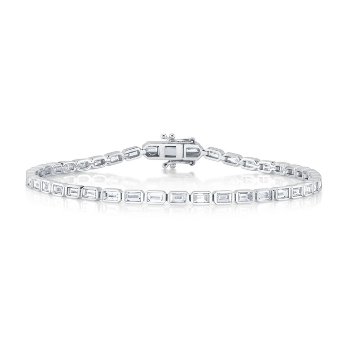 14K White Gold East-West Baguette Bezel Tennis Bracelet
