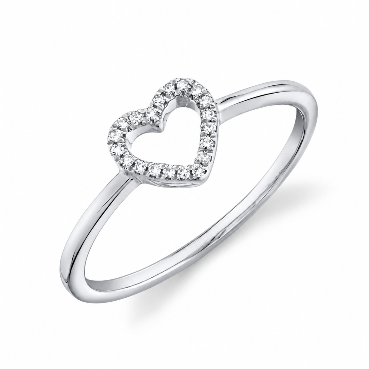 Open Heart Diamond Ring