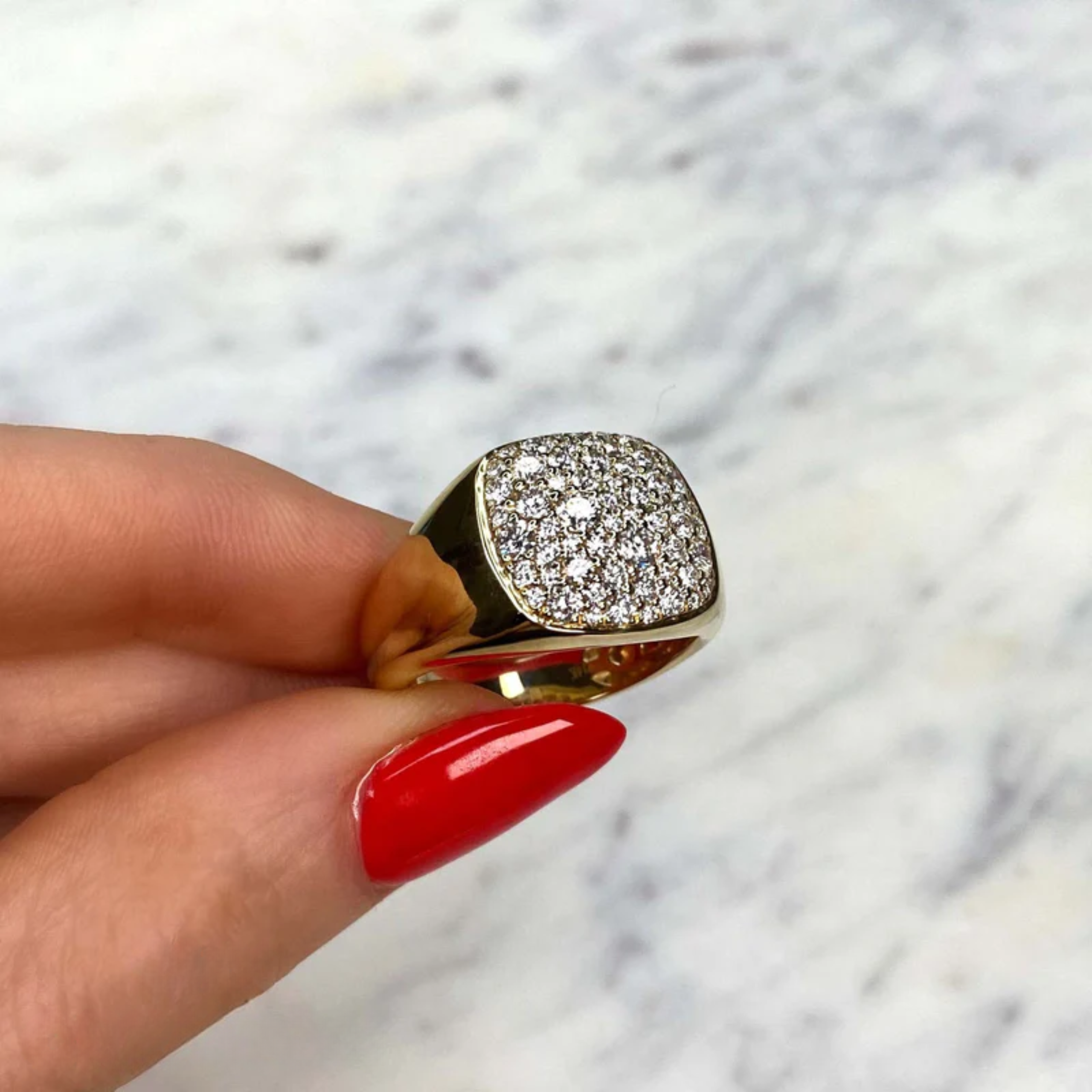 Pavé Diamond Signet Ring