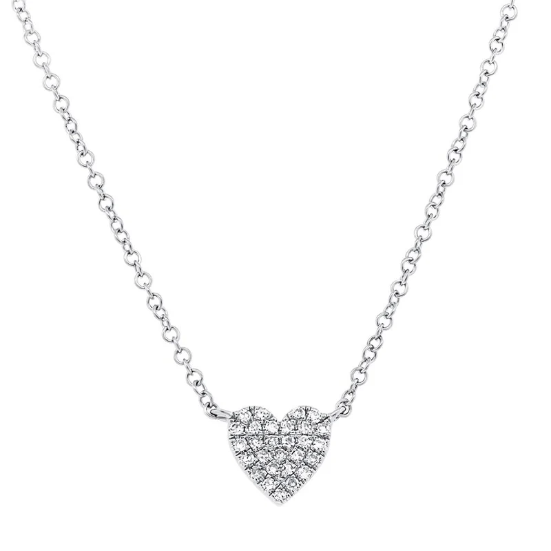 14K White Gold Diamond Heart Necklace