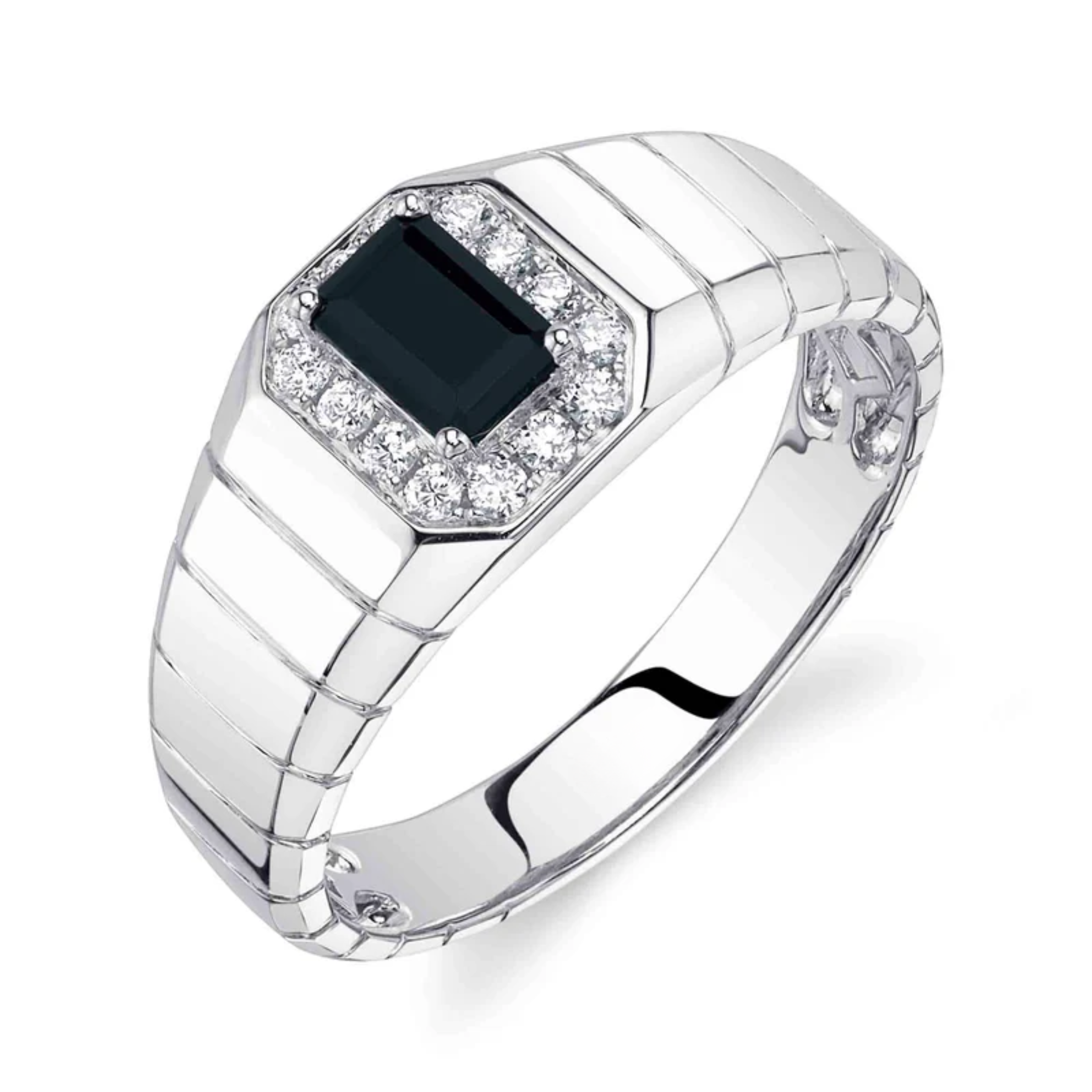 Black Onyx Diamond Signet Ring