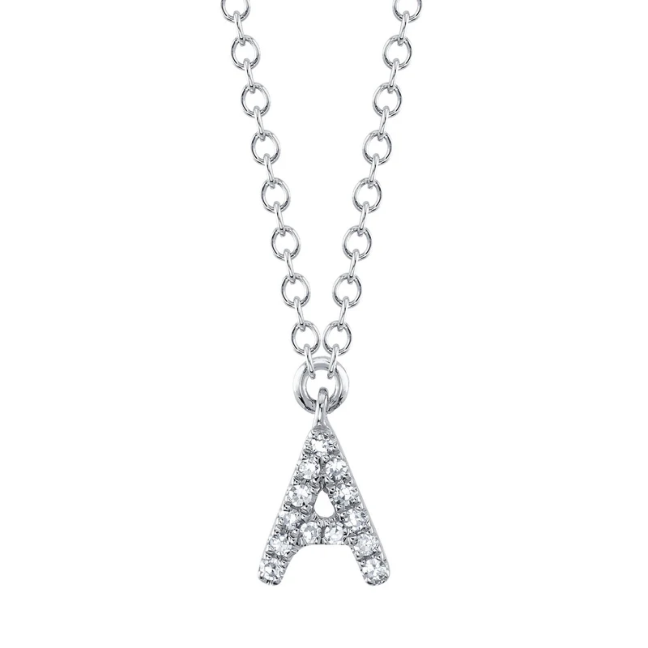 Diamond Initial Necklace solid 14K gold jewelry