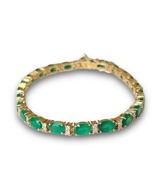 14KT Yellow Gold Emerald Tennis Bracelet