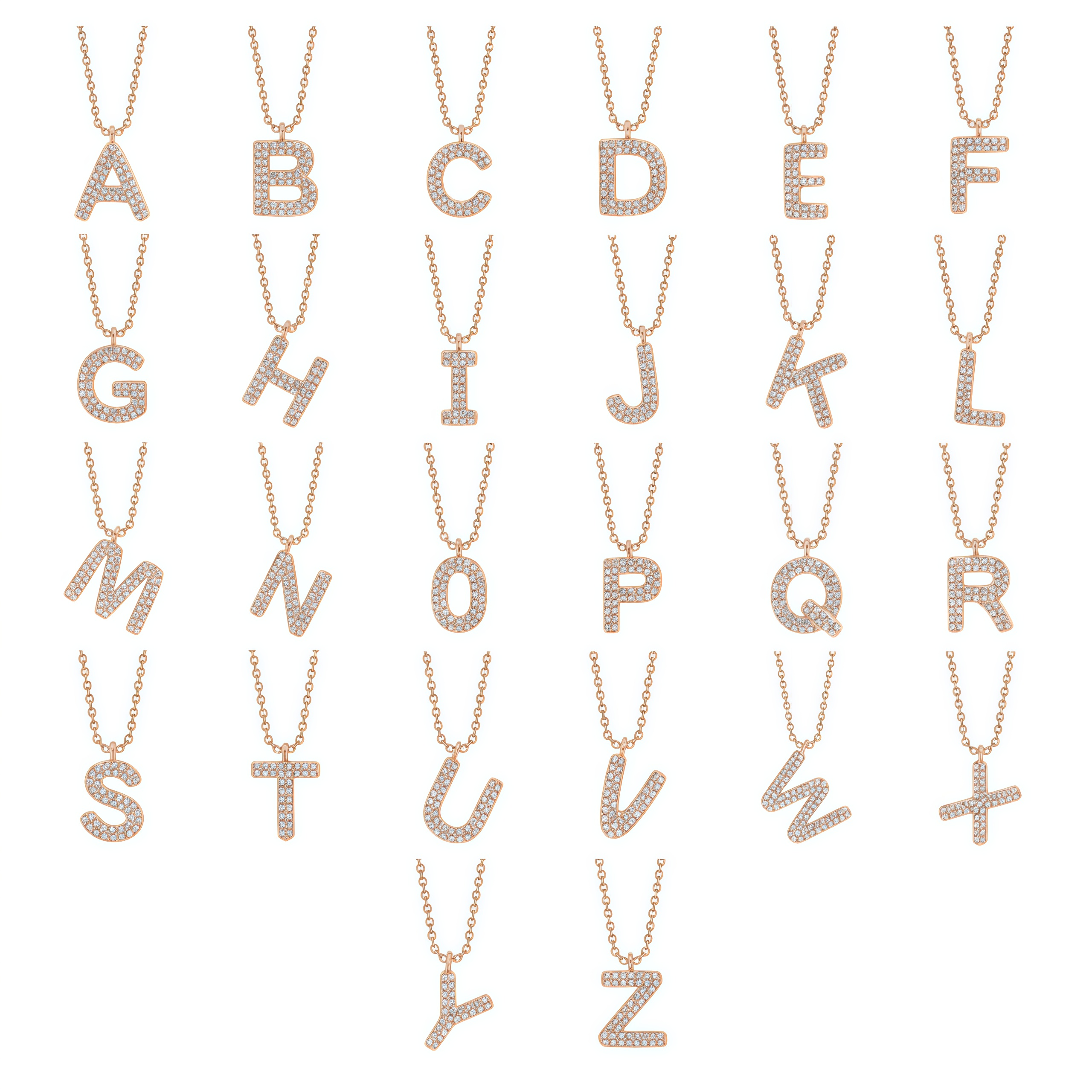 Pavé Initial Necklace solid 14K gold jewelry