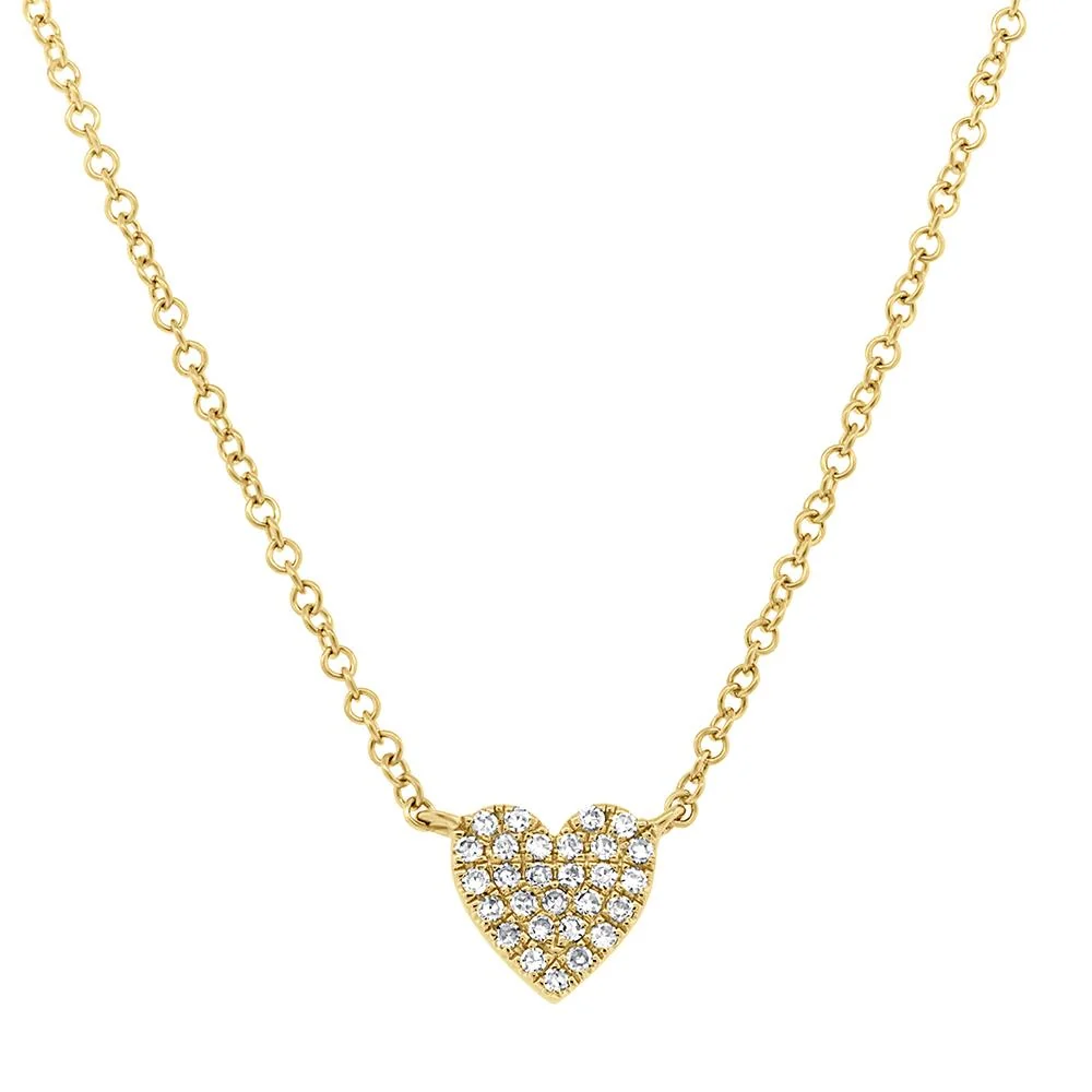 14K Yellow Gold Diamond Heart Necklace