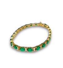 Load image into Gallery viewer, 14KT Yellow Gold Emerald Tennis Bracelet
