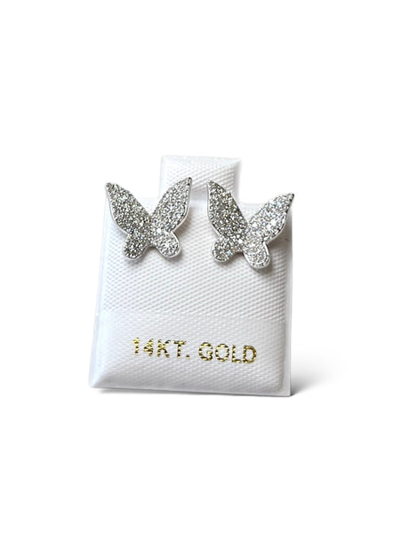 14KT Diamond Butterfly Earring - Pushback