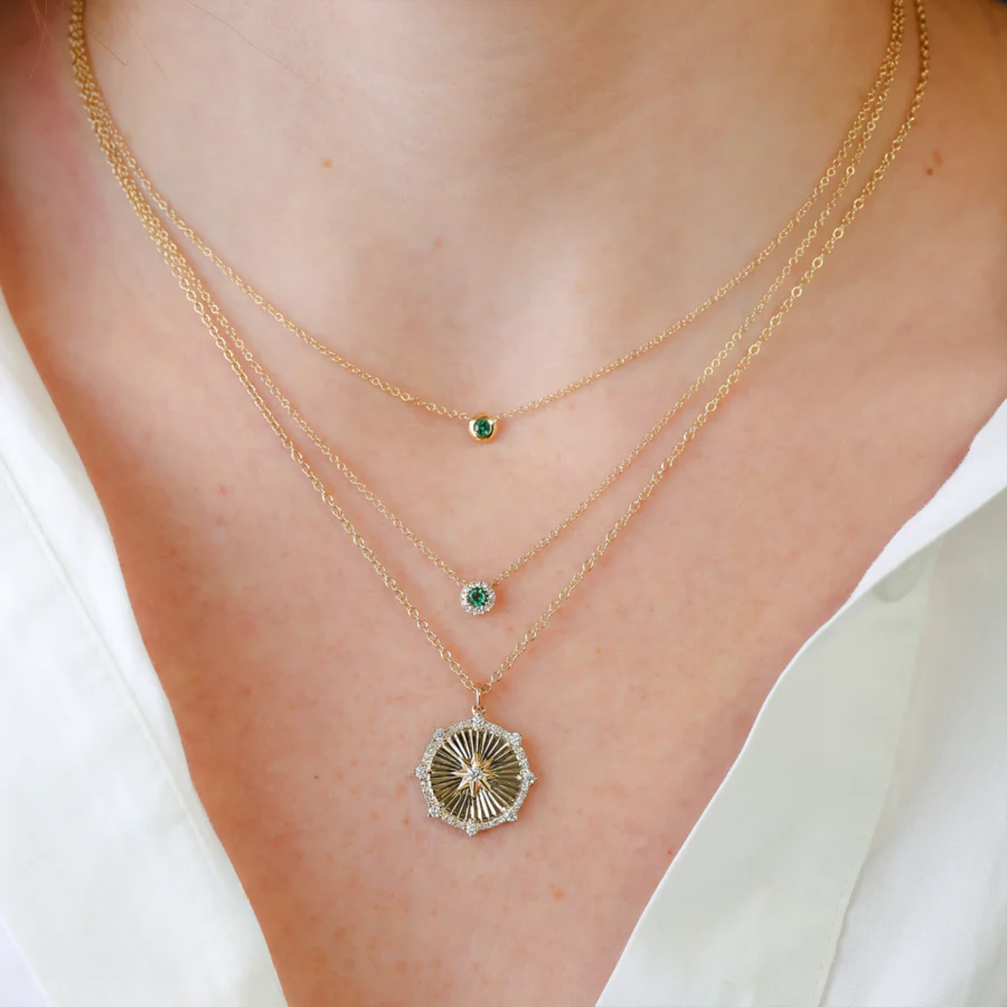 Emerald Bezel Necklace