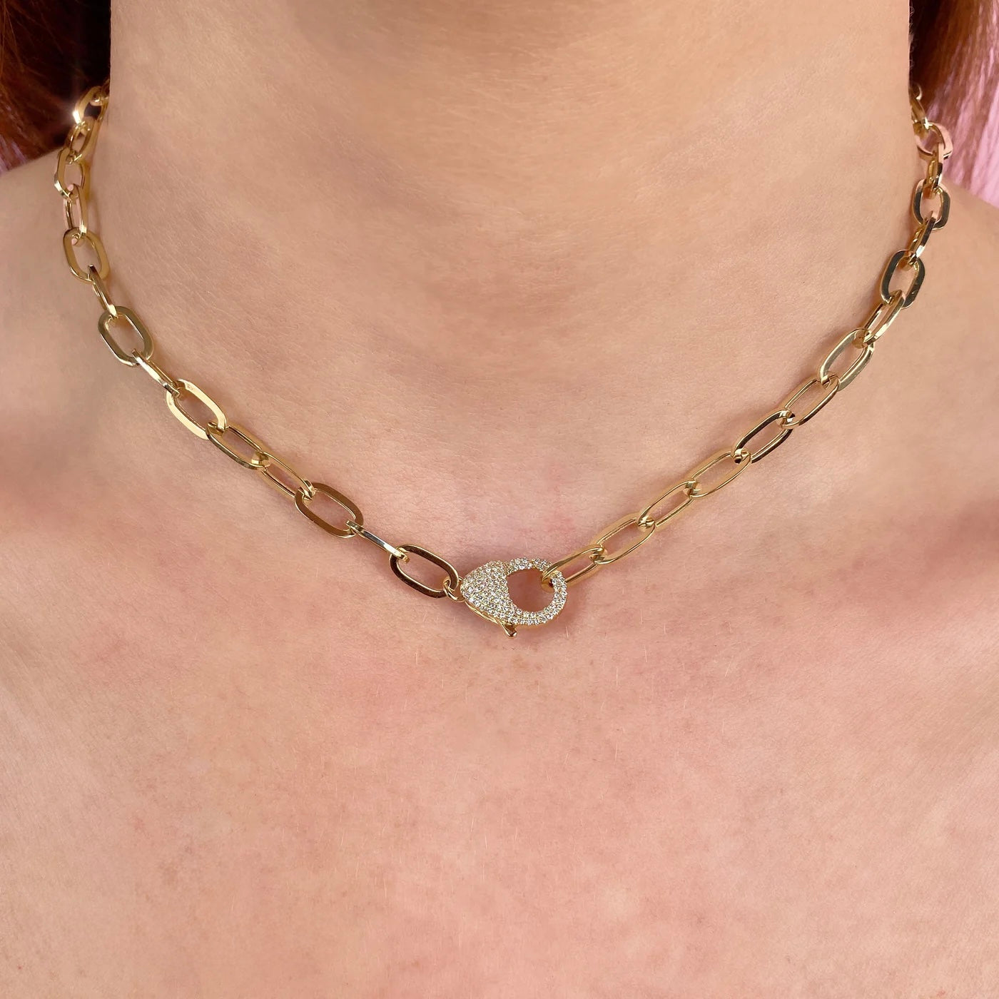 0.42CT Diamond Paper Clip Link Necklace