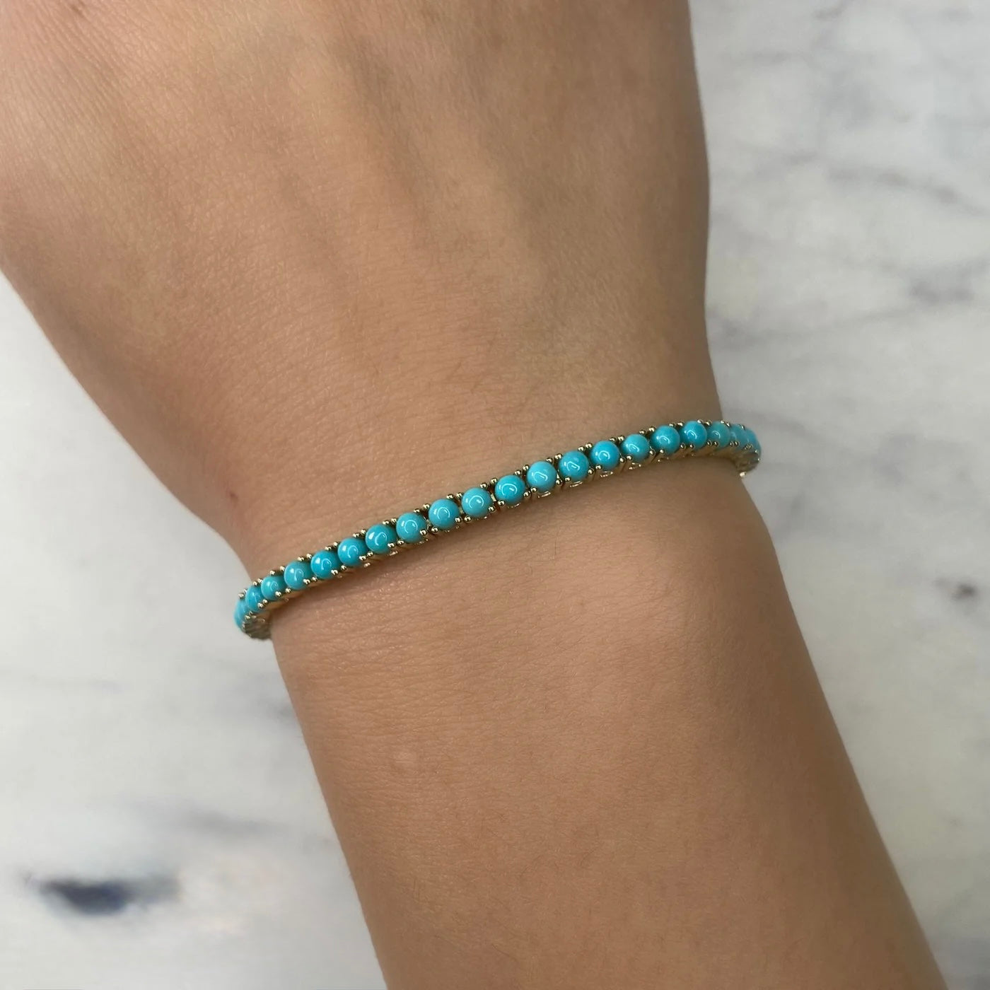 7.32CT Turquoise Tennis Bracelet