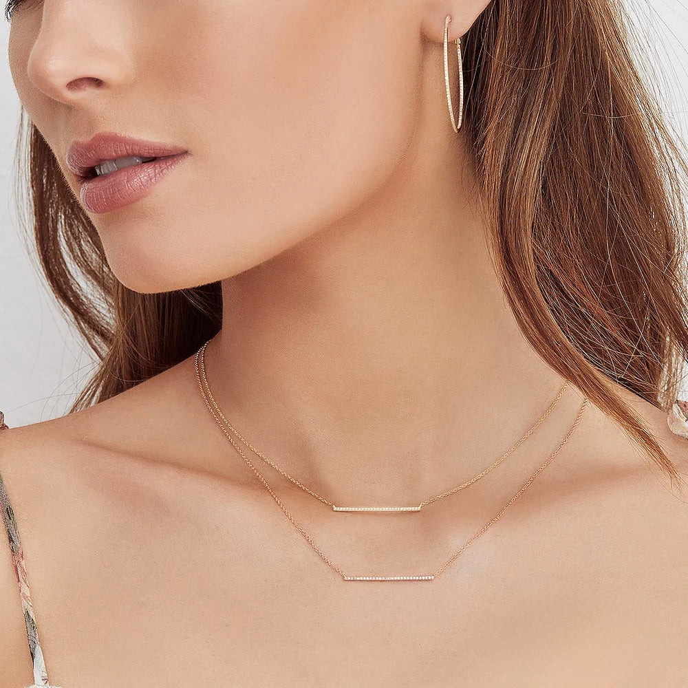 0.08CT Diamond Bar Necklace