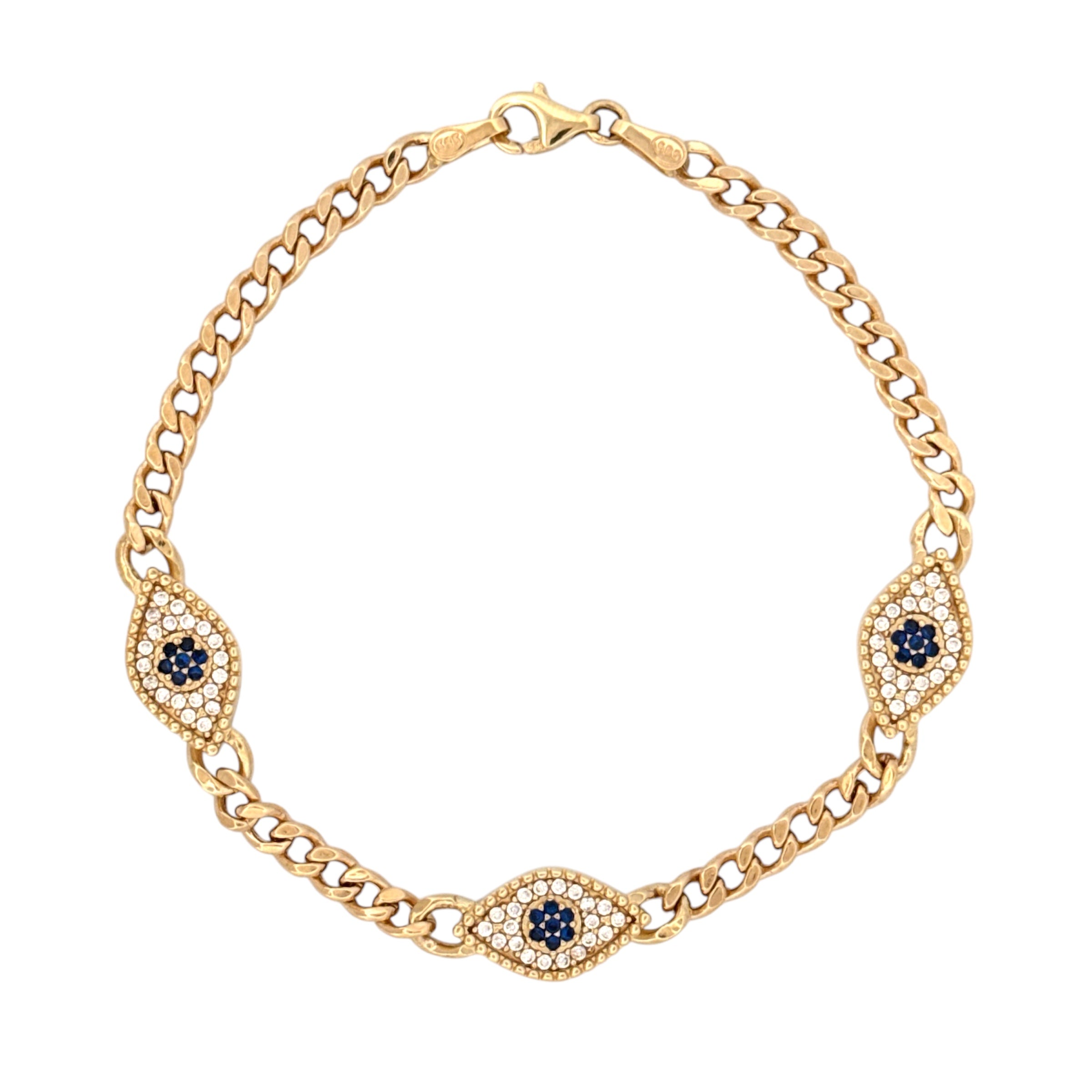 CZ Evil Eye Link Bracelet