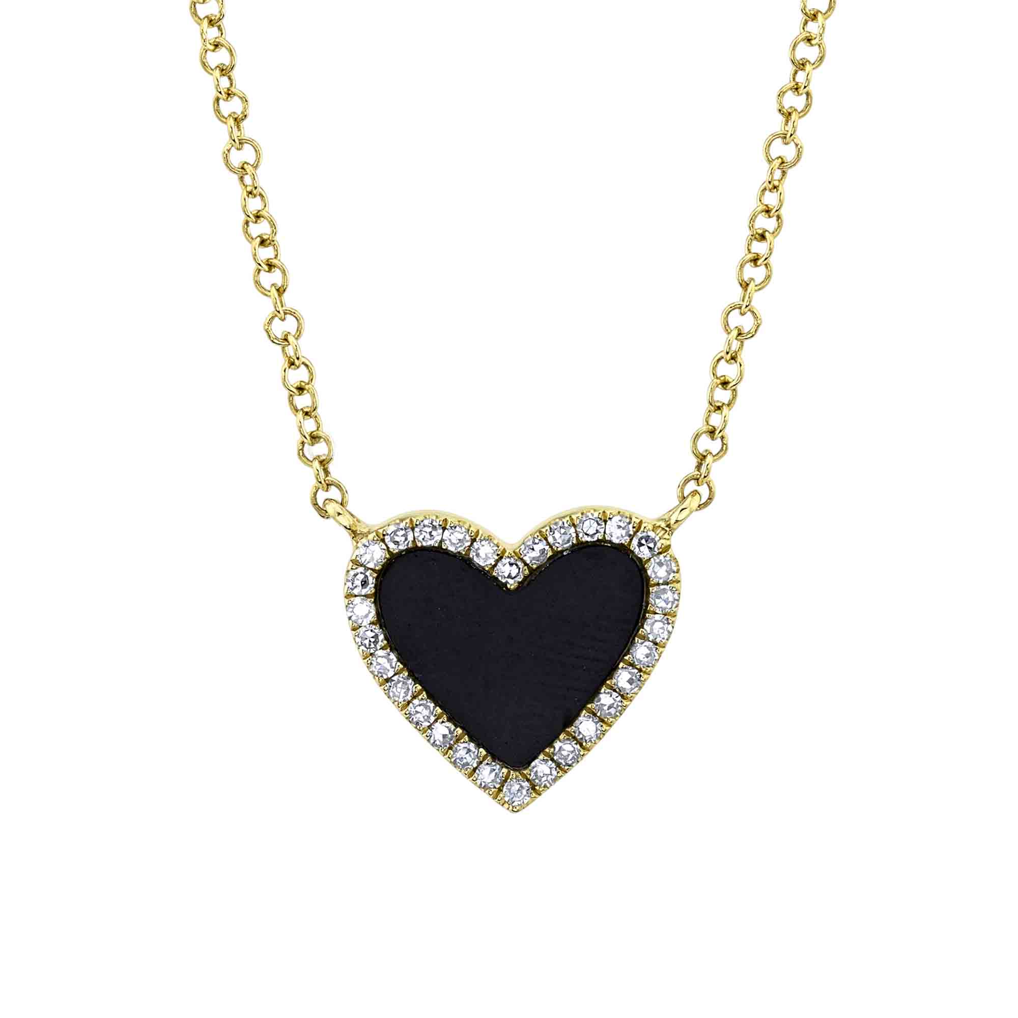 ★PEARLY MORE★ Black Heart Pendant Ball Chain Necklace Pendant necklace - Metal, resin & glass pearls, gold, black