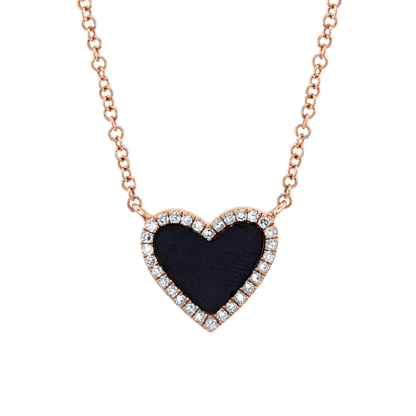 0.09CT Diamond & 0.59CT Black Onyx Heart Necklace
