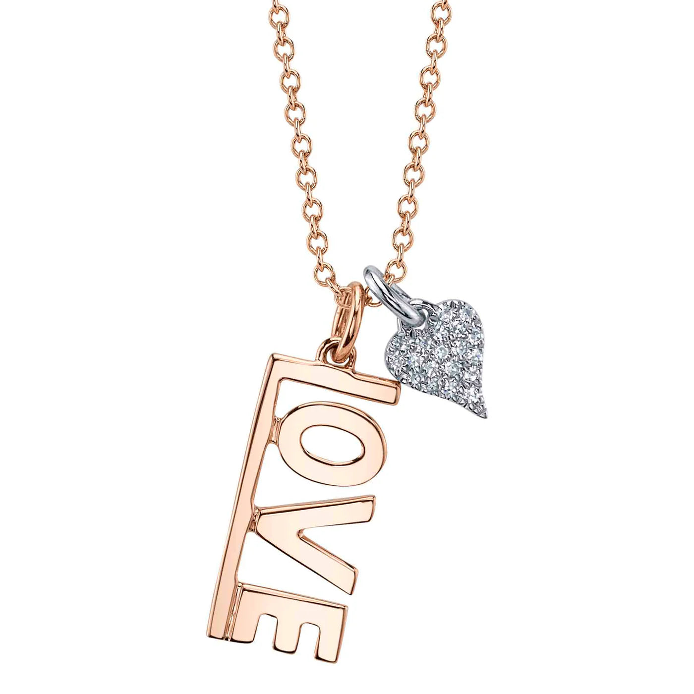0.04CT Diamond Heart "LOVE" Necklace | Necklaces in 14K Gold = Nancy's Jewelry