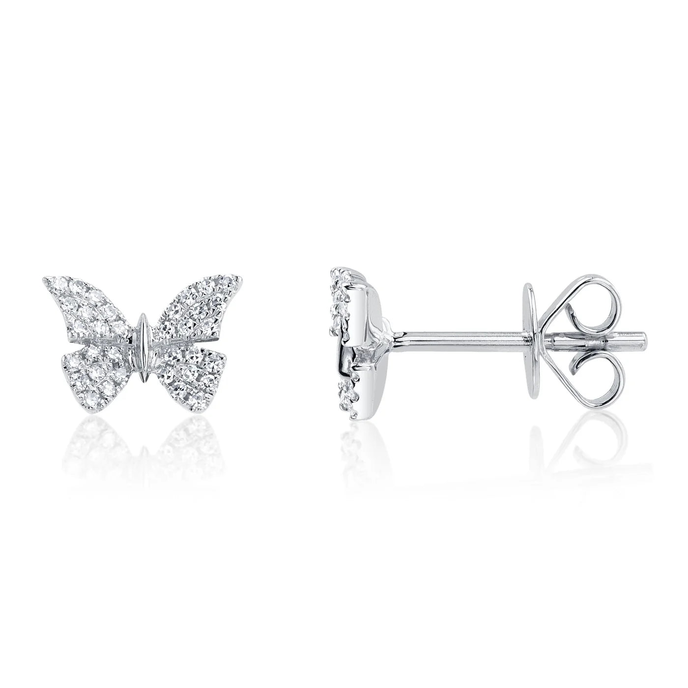0.15CT Diamond Butterfly Stud Earring | Earrings in 14K Gold = Nancy's Jewelry