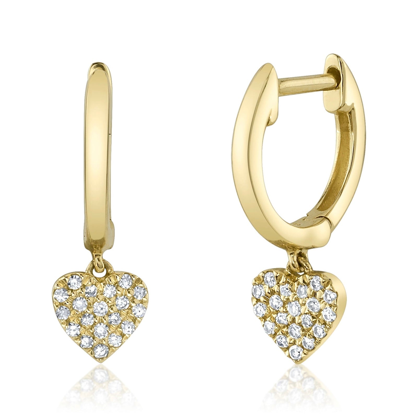 0.09CT Diamond Pave Heart Huggie Earring