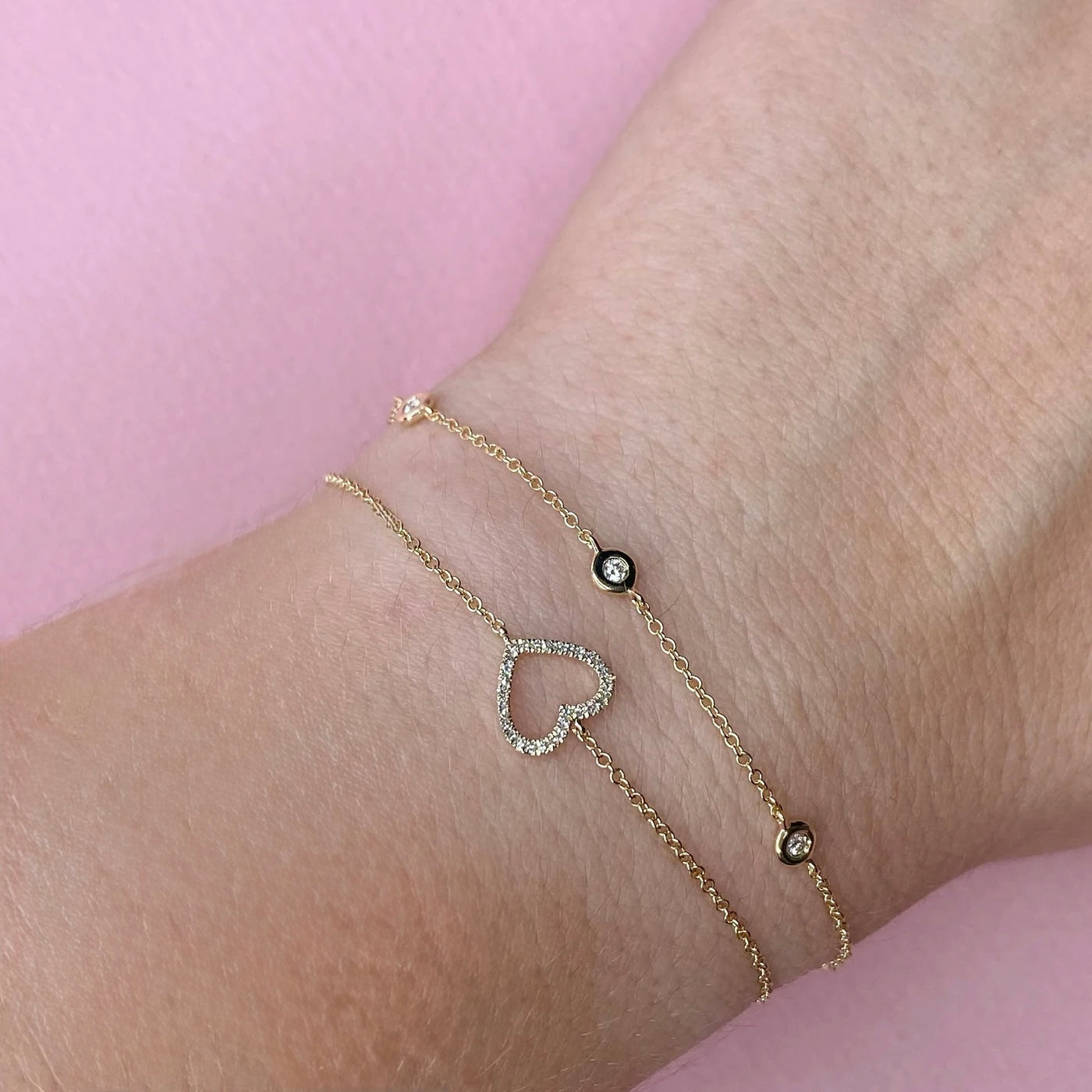0.06CT Diamond Heart Bracelet