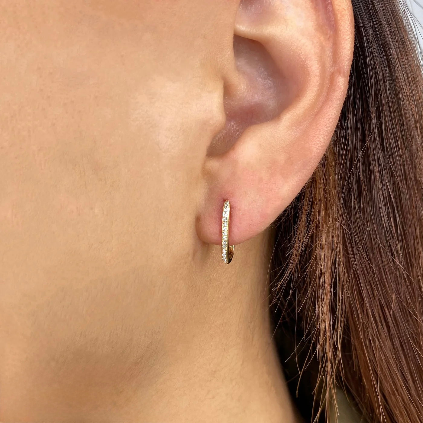 Mini Diamond Oval Hoops
