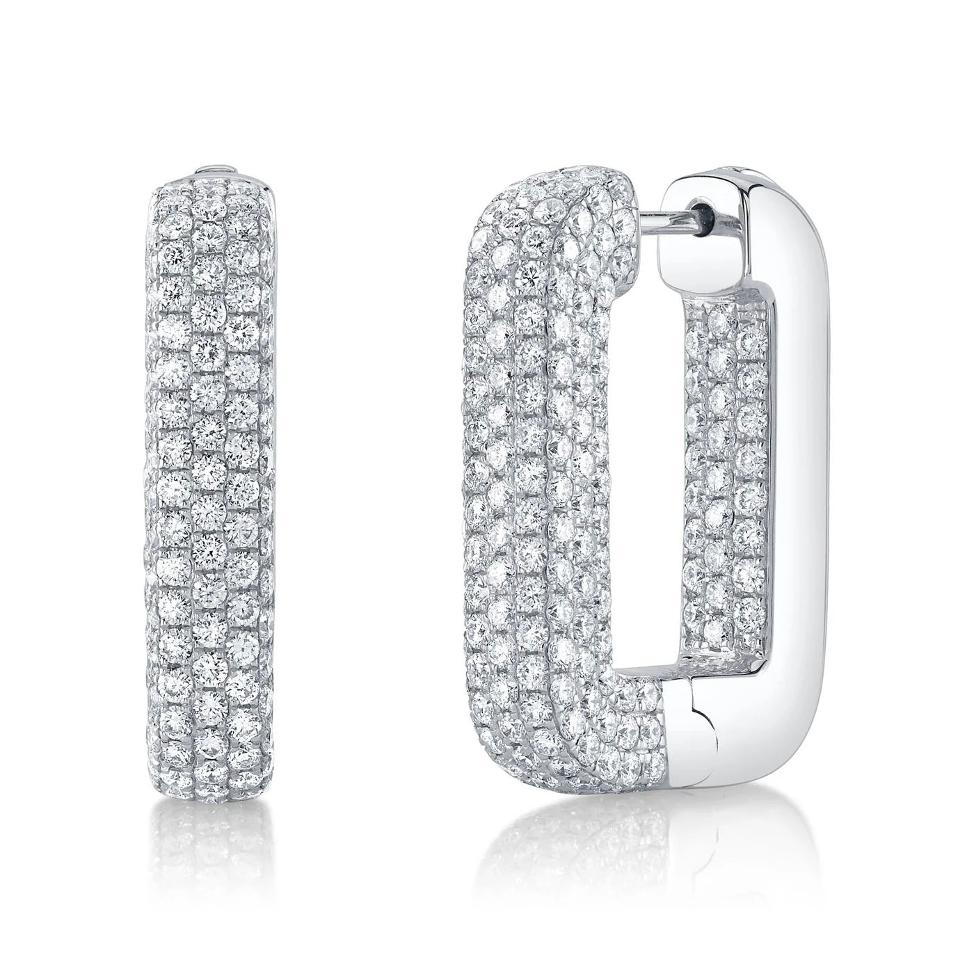 4.13CT Diamond Pave Rectangle Hoop Earring