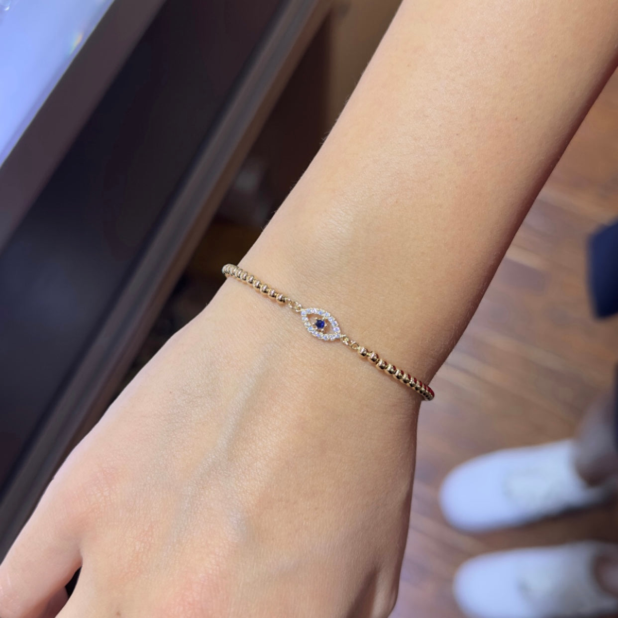 CZ Evil Eye Bead Bracelet