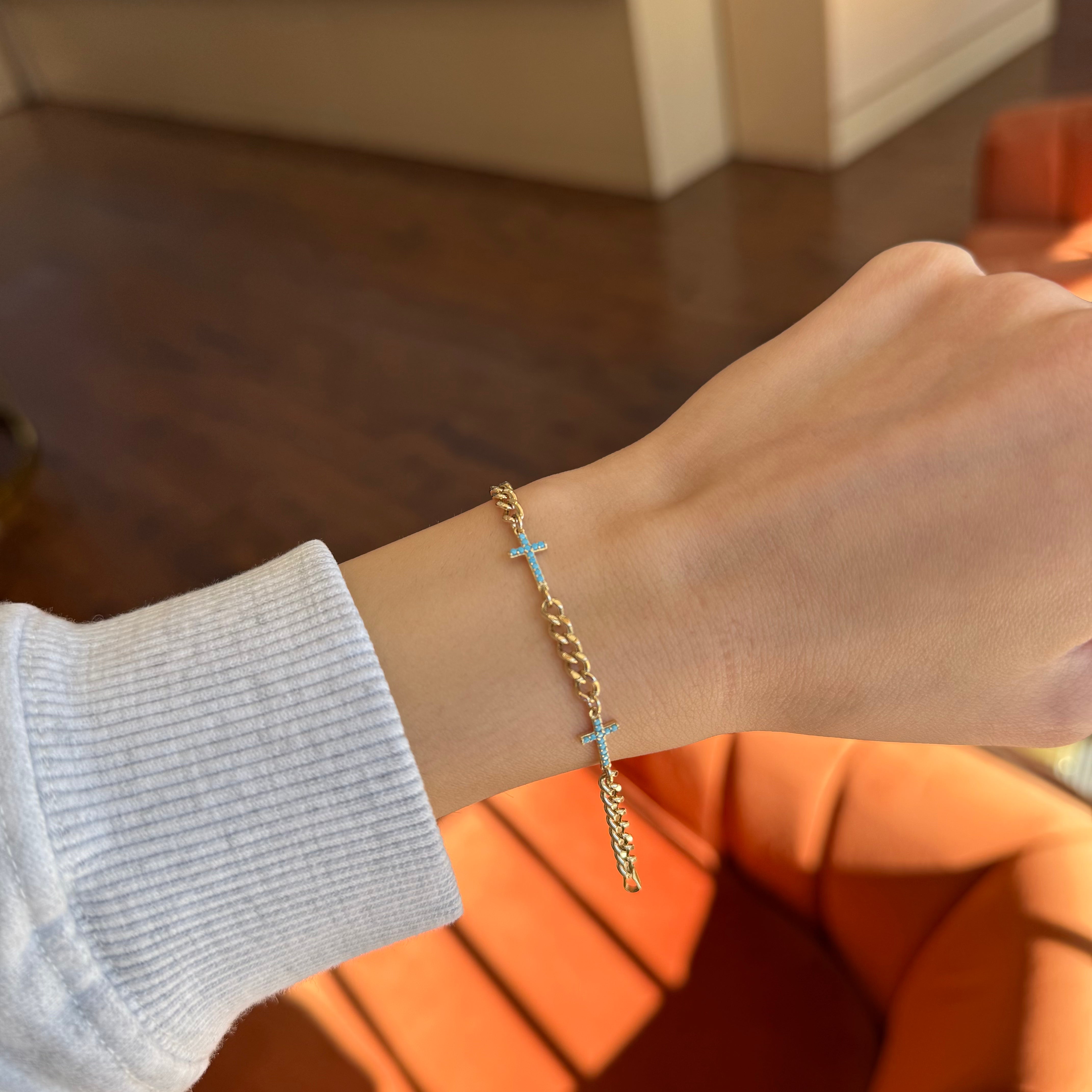 Kids Turquoise Cross Bracelet