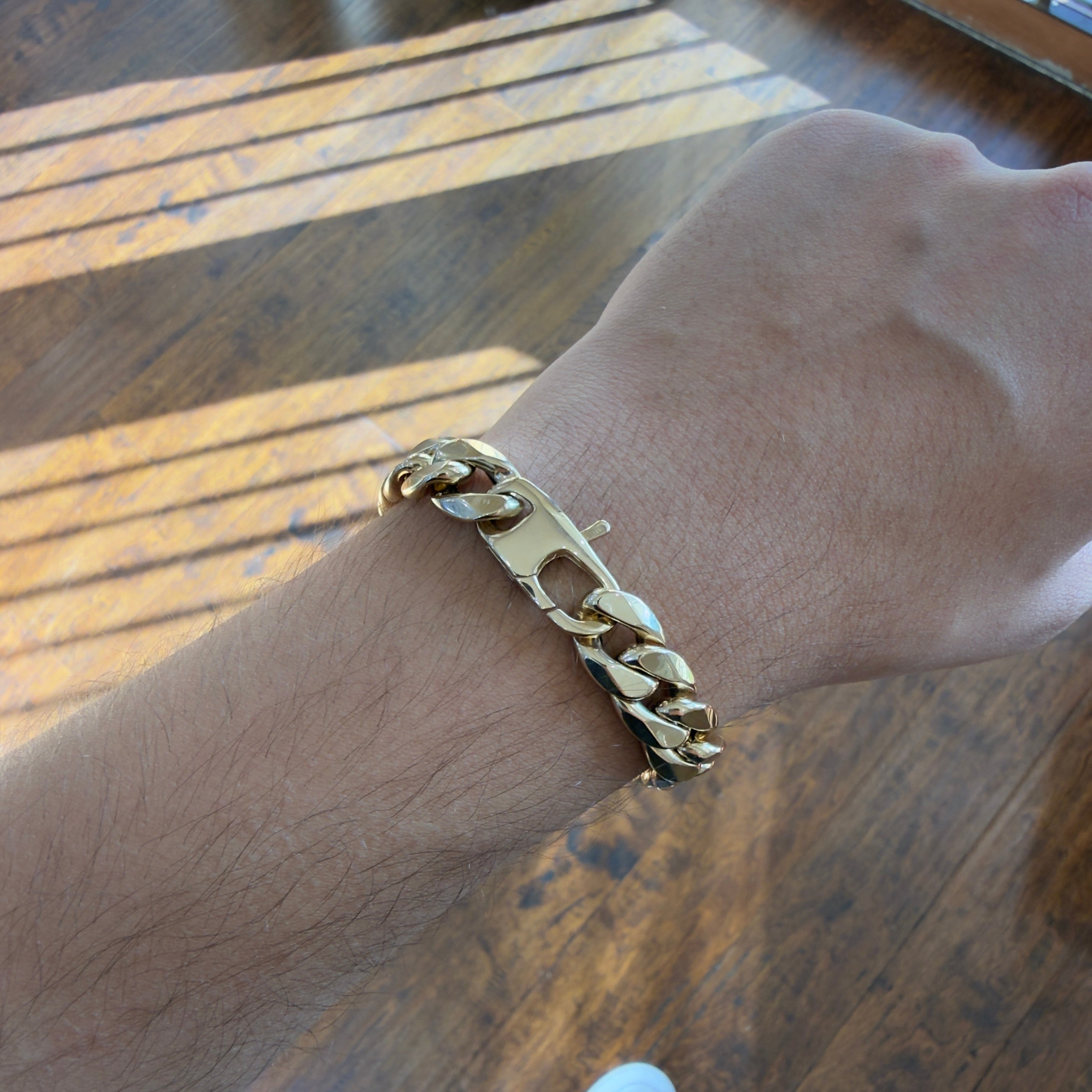 Rounded Cuban Bracelet solid 14K gold jewelry