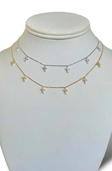 14KT Gold 6-Cross Dangling Necklace
