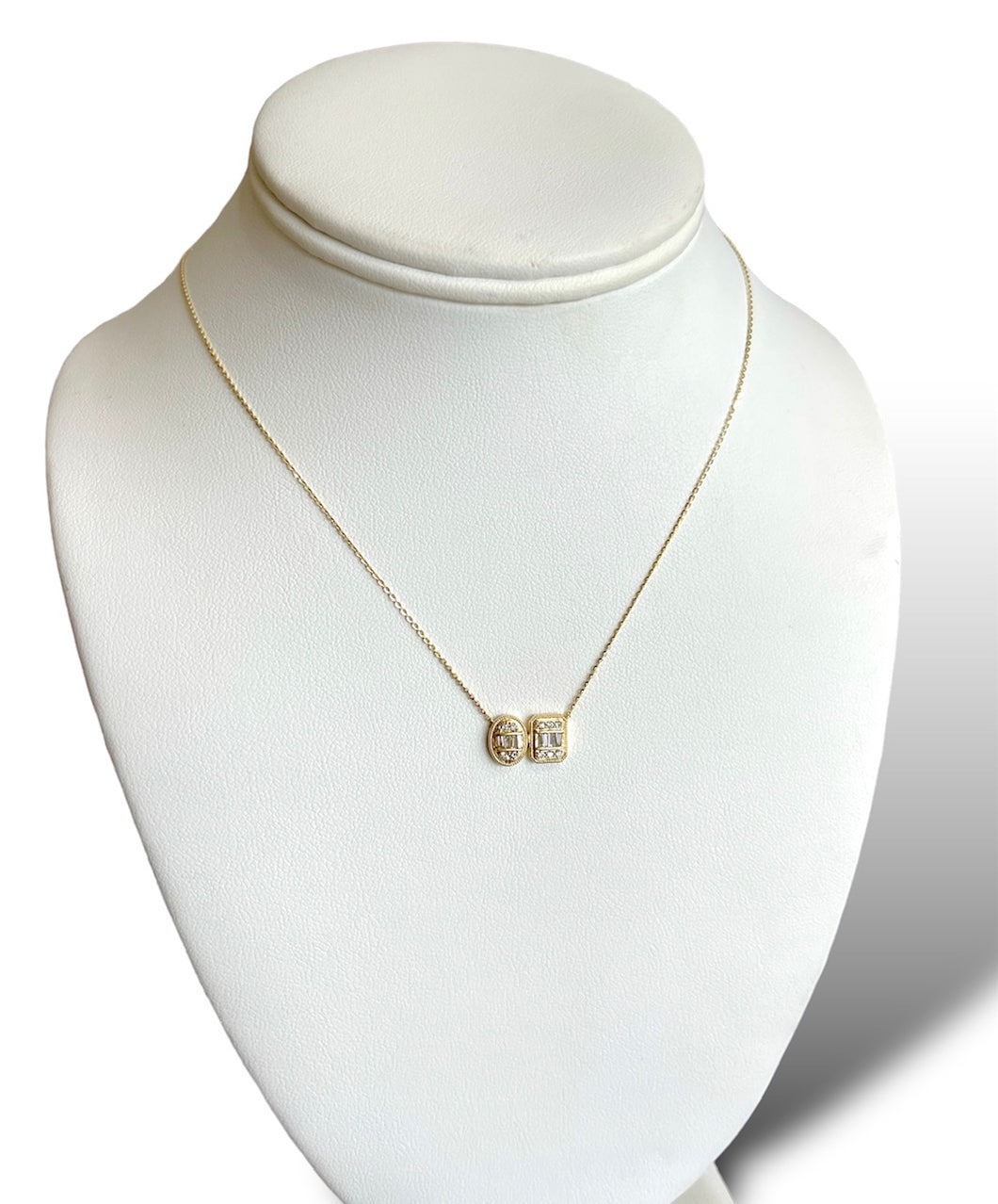14KT Yellow Gold 2-Pendants Necklace